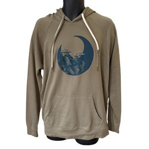 Ketsol Hoodie Womens Large Terry Raglan Arms Lightweight Kangaroo Pocket EUC